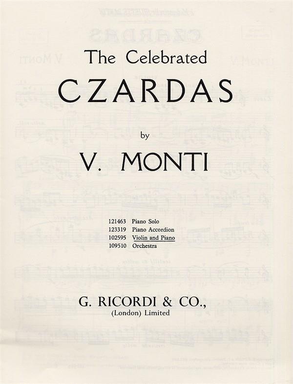 Czardas For Violin And Piano noty pro housle a klavír